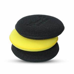 Wavex Ultrafine Foam Sponge Applicator for Car Wax, Dashboard Dressing, Tyre Dressing and Many More (Pack of 1 Yellow, 2 Black)