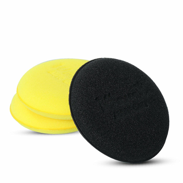 Wavex Ultrafine Foam Sponge Applicator for Car Wax, Dashboard Dressing, Tyre Dressing and Many More (Pack of 2 Yellow 1 Black)