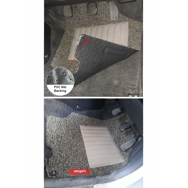 Elegant Grass PVC Car Floor Mat Beige and brown Compatible With Honda Amaze 2018 Onwards