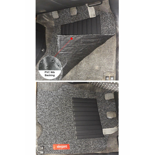 Elegant Grass PVC Car Floor Mat Black and Grey Compatible With Tata Harrier 2019 Onwards