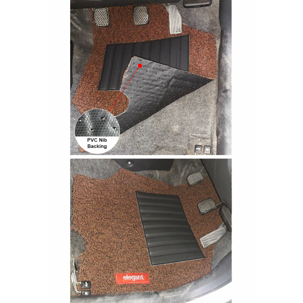 Elegant Grass PVC Car Floor Mat Tan and Brown Compatible With Maruti Scross