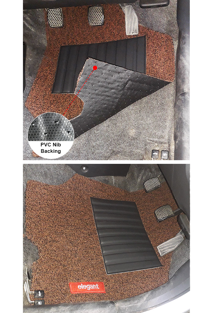 Elegant Grass PVC Car Floor Mat Tan and Brown Compatible With Maruti Brezza