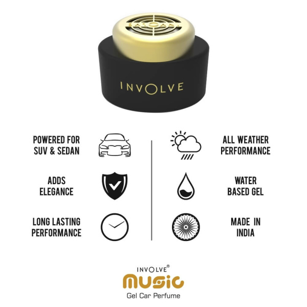 Involve Music Fusion Fragrance Gel Car Perfume with DrivFRESH - Water Based Car Aroma Air Freshener - IMUS03