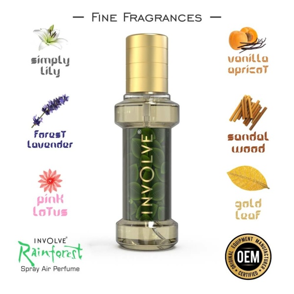 Involve Rainforest Apricot Vanilla Scent Car Perfume - Fruity Fresh Fine Fragrance Air Freshener Spray - IRF04