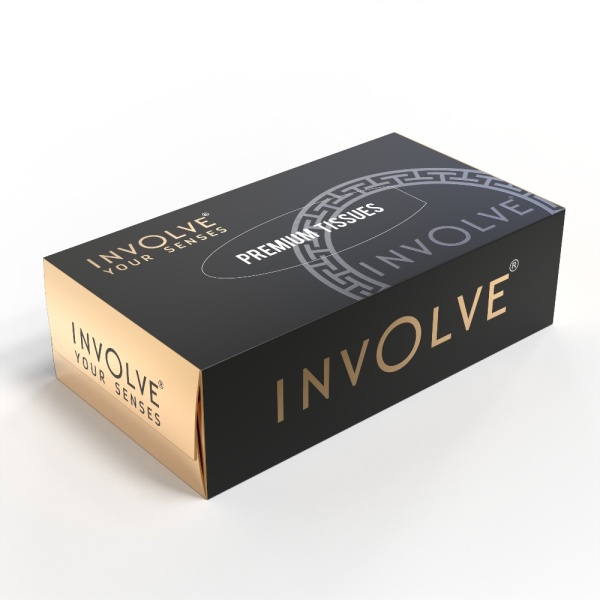 Involve Tissue Box | Premium Black | Pack of 3 | Super Soft Face Tissue - ITB01