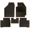 Elegant Luxury Leatherette Car Floor Mat Black and Orange Compatible With Volkswagen Virtus