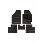 Elegant Luxury Leatherette Car Floor Mat Black and White Compatible With Honda Amaze