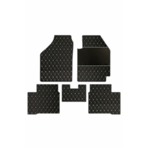 Elegant Luxury Leatherette Car Floor Mat Black and White Compatible With Jaguar Xf 2012-2017