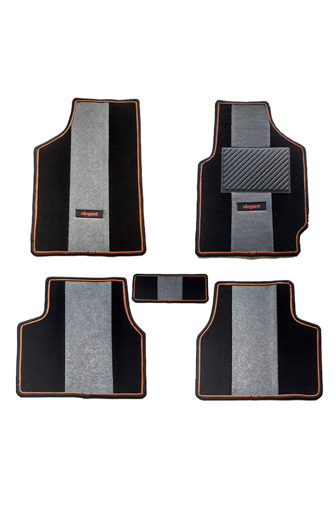 Elegant Edge Carpet Car Floor Mat Black and Grey