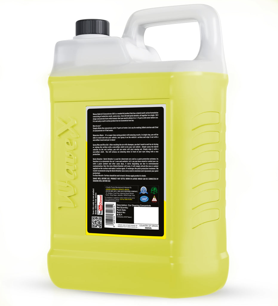 Wavex Hybrid-X Waterless Car Wash and Wax Mega Concentrate MAKES 100 LITRES from 5 LITRE (5 Ltr)