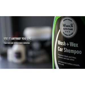 Wavex Wash and Wax Car Shampoo 5 LTR Incudes Microfiber Cloth 40x40cm 350GSM