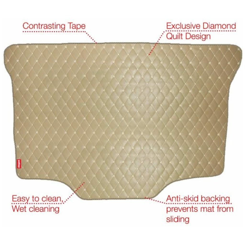Elegant Luxury Leatherette Car Dicky Mat Beige Compatible With Mahindra Verito