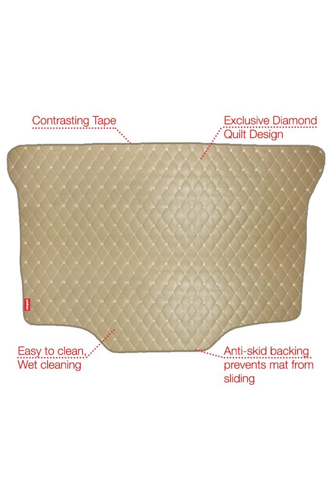 Elegant Luxury Leatherette Car Dicky Mat Beige Compatible With Kia Seltos
