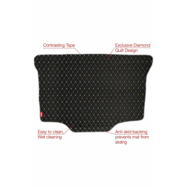 Elegant Luxury Leatherette Car Dicky Mat Black & White Compatible With Mahindra Thar 2013-2015