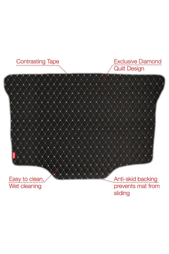 Elegant Luxury Leatherette Car Dicky Mat Black & White Compatible With Mahindra Scorpio 2014-2015