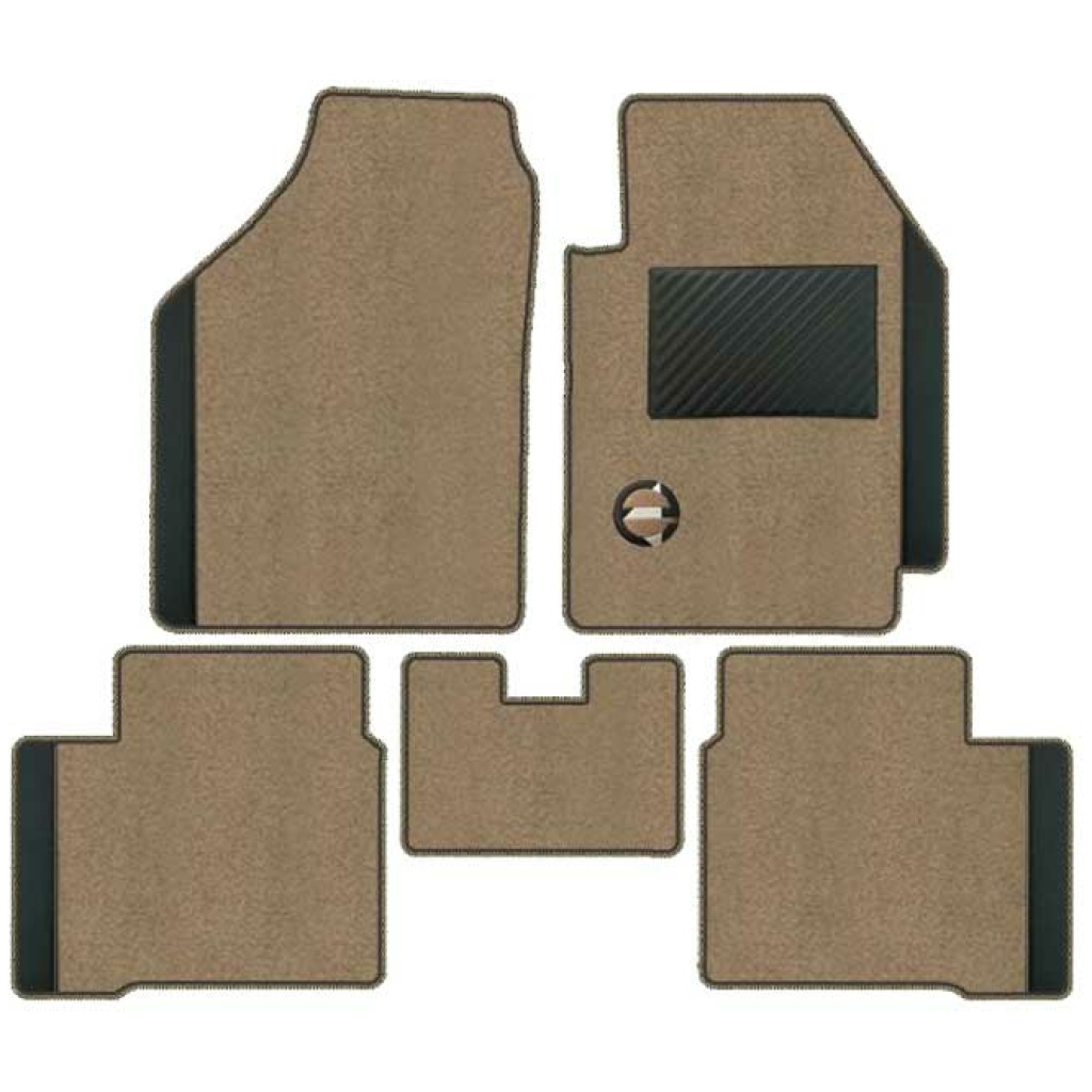 Elegant Duo Carpet Car Floor Mat Beige and Black Compatible With Mahindra Xylo