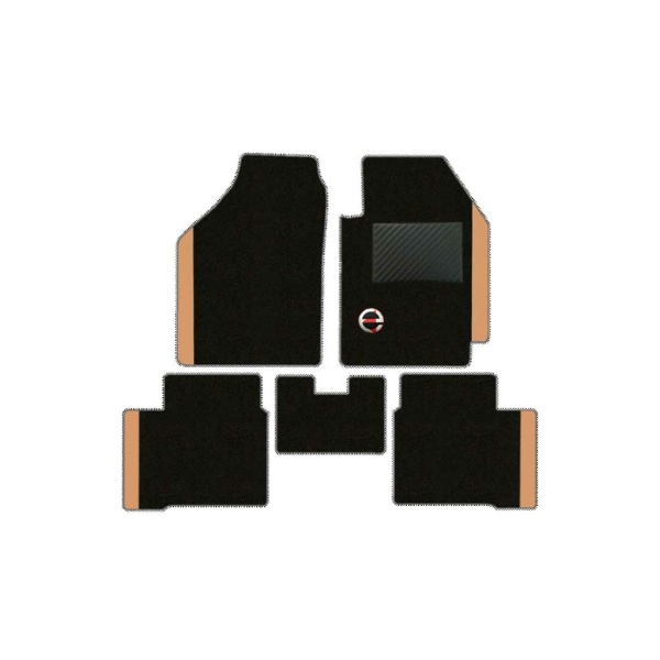 Elegant Duo Carpet Car Floor Mat Black and Beige Compatible With Toyota Yaris