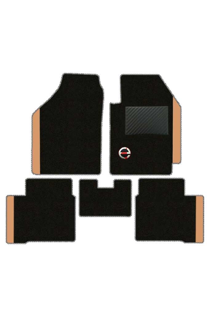 Elegant Duo Carpet Car Floor Mat Black and Beige Compatible With Kia Carnival 7 Seater