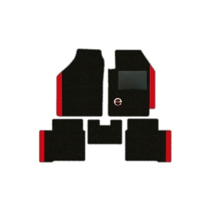 Elegant Duo Carpet Car Floor Mat Black and Red Compatible With Hyundai Getz