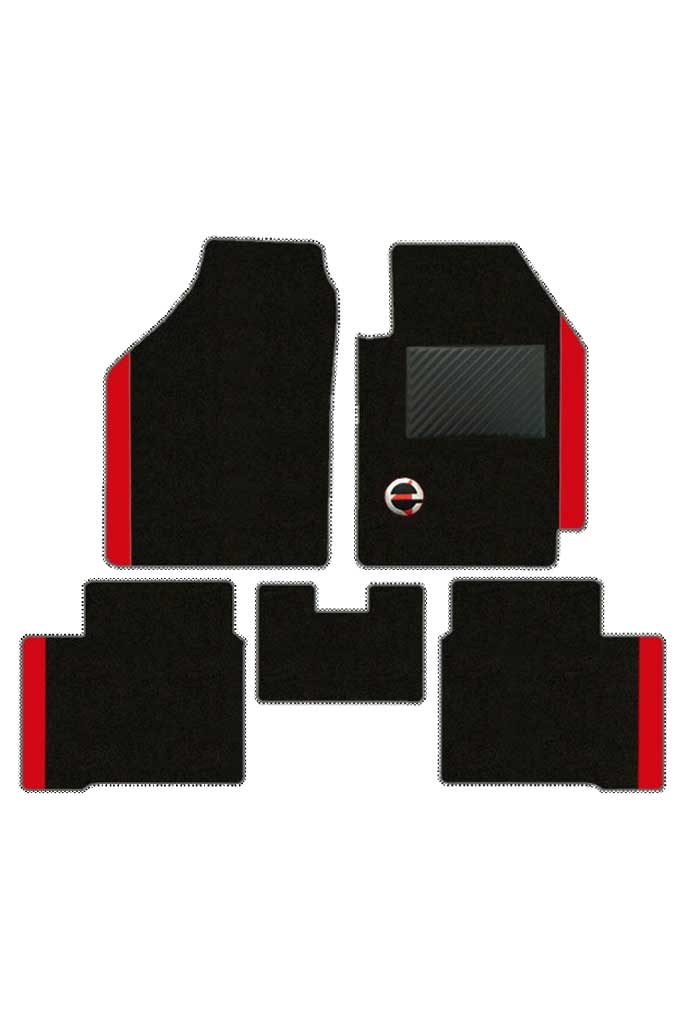 Elegant Duo Carpet Car Floor Mat Black and Red Compatible With Mg Hector