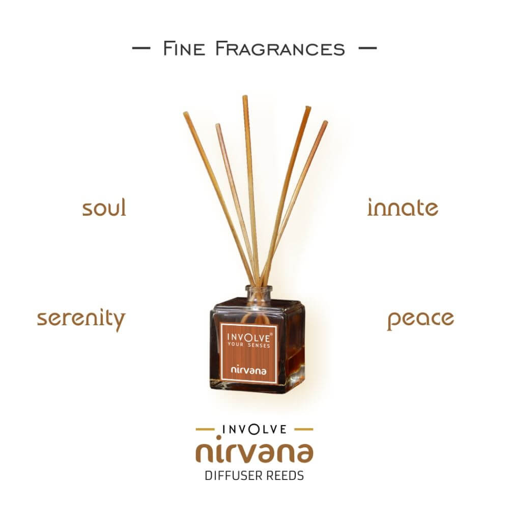Involve Nirvana Reed Aroma Diffuser - Serenity Scent -100ml Oil + 15 Sticks & Dispensing Bottle - INIR03