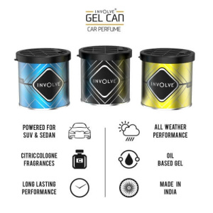Involve Gel Can Citron Air Freshener with DrivFRESH - Fresh Lemon Gel Car Perfume - ITG02