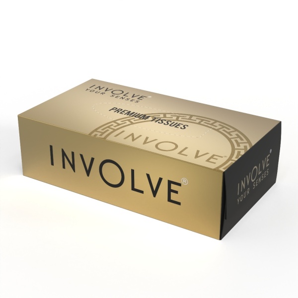 Involve Tissue Box | Premium Gold | Pack of 3 | Super Soft Face Tissue - ITB02