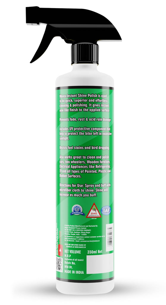Wavex Instant Spray Polish 350ml for Bike and Car (ISP350 & 1 microfiber)p