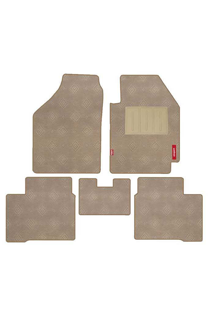 Elegant Jewel Anthra Carpet Car Floor Mat Beige Compatible With Skoda Fabia