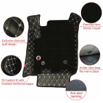 Elegant Royal 7D Car Floor Mat Black and White Compatible With MG Astor