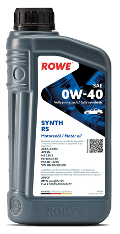 Rowe Hightec Synth RS SAE 0W-40 Fully Synthetic Engine Oil - 1L