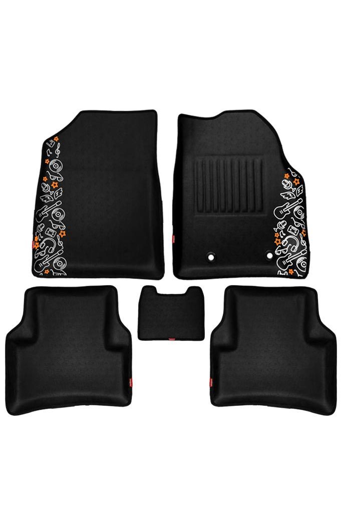Elegant Musik 3D Car Floor Mat Black Compatible With Mahindra Xylo