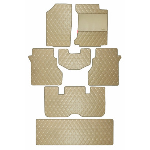 Elegant Luxury Leatherette Car Floor Mat Beige Compatible With Tata Hexa