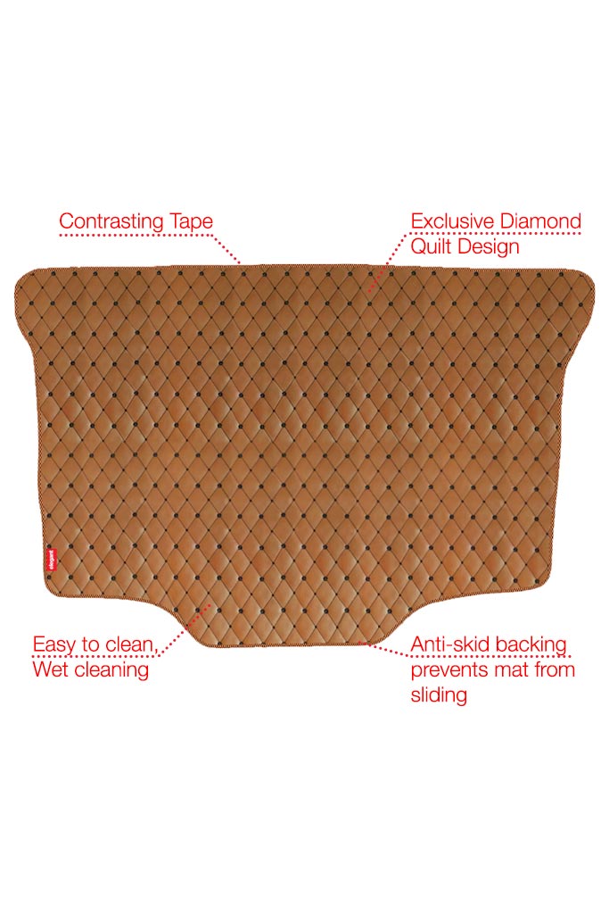Elegant Luxury Leatherette Car Dicky Mat Tan & Black Compatible With Maruti Ritz