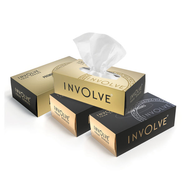 Involve Tissue Box | Premium Black + Gold | Pack of 4| Super Soft Face Tissue| 100 Pulls | 2Ply