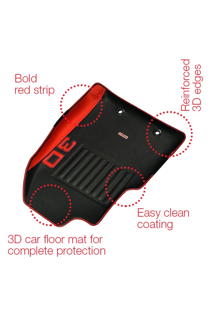 Elegant Diamond 3D Car Floor Mat Black and Red