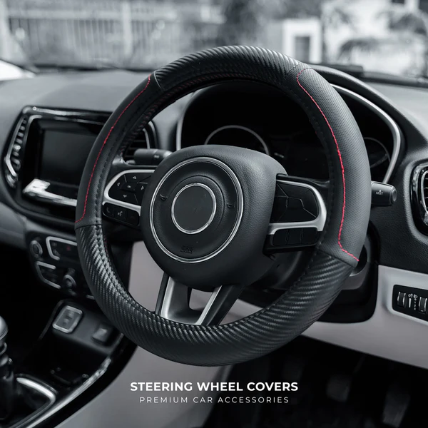 Carmate Premium Faux Leather Steering Wheel Cover Hybrid Carbon