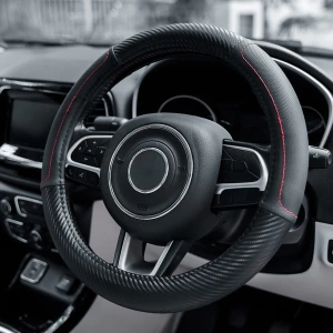 Carmate Premium Faux Leather Steering Wheel Cover Hybrid Carbon K-K136