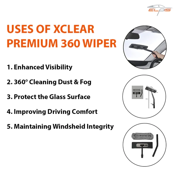 Carmate Xclear Premium 360° Car Window Wiper - Clear and Streak-free Inner Windows