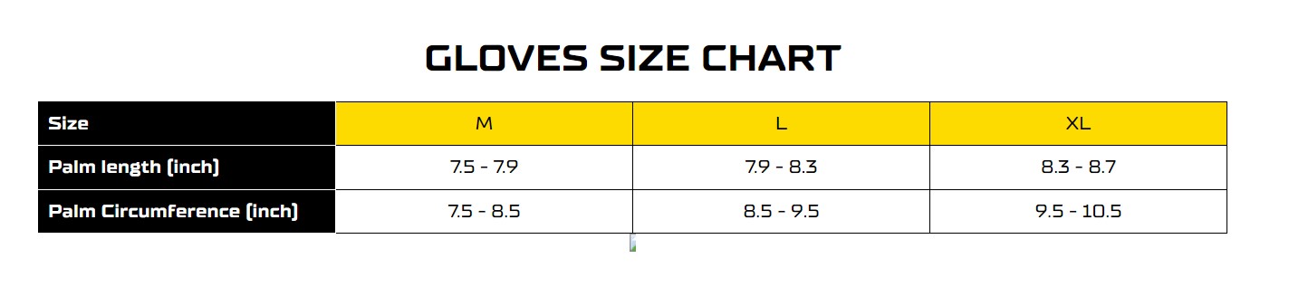 GLoves Size Chart