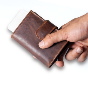 Carbonado Leather Brown Popup Card Bi-Fold Wallet