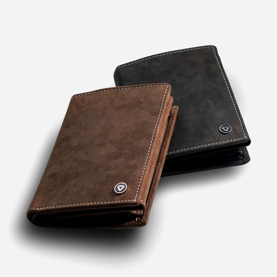 Carbonado Leather Brown Tri-Fold Wallet
