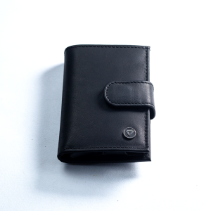 Carbonado Leather Black Popup Card Bi-Fold Wallet