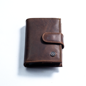 Carbonado Leather Brown Popup Card Bi-Fold Wallet