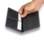 Carbonado Leather Black Bi-Fold Plus Wallet