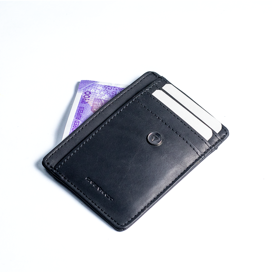 Carbonado Leather Black Card Holder Pro