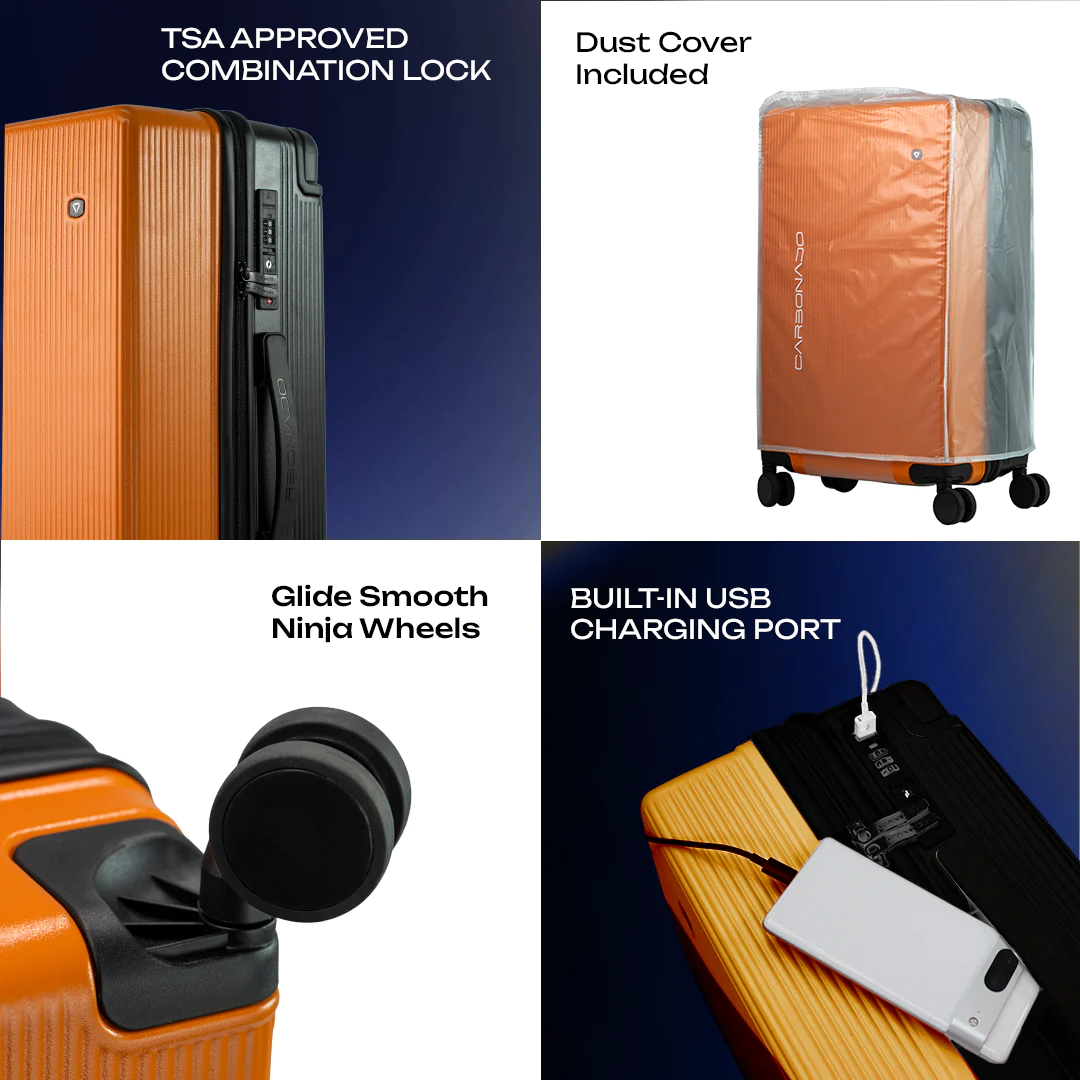 Carbonado Orange Black Exodus Check-In Luggage