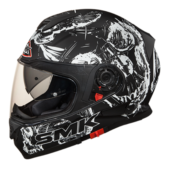 SMK Helmet Twister DC Skull - Matt Black White (MA210)