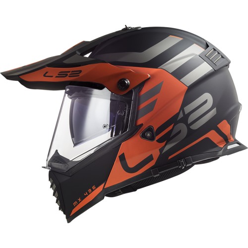 LS2 MX436 Pioneer Evo Router Matt Black Orange Full Faced Helmet
