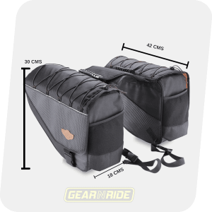GUARDIAN GEARS Semi-hard Saddle Bags for Up-Swept Exhaust Bikes, Alpha Sports Panniers WP 50L